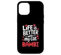 Nom du Chat Bambi Life is Better with My Cat Bambi Coque pour iPhone 12/12 Pro
