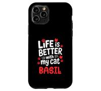 Nom du Chat Basil Life is Better with My Cat Basilic Coque pour iPhone 11 Pro
