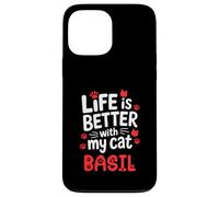 Nom du Chat Basil Life is Better with My Cat Basilic Coque pour iPhone 13 Pro Max