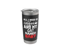Nom du chat Cadeaux pour bébé All I Need Is Coffee Chat nommé Bébé Gobelet isotherme en acier inoxydable double paroi