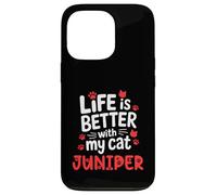 Nom du Chat Juniper Life is Better with My Cat Juniper Coque pour iPhone 13 Pro