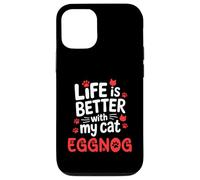 Nom du Chat Lait de Poule Life is Better with My Cat Eggnog Coque pour iPhone 12/12 Pro