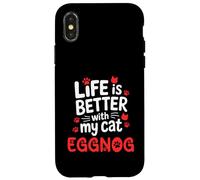 Nom du Chat Lait de Poule Life is Better with My Cat Eggnog Coque pour iPhone X/XS