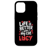 Nom du Chat Lucy Life is Better with My Cat Lucy Coque pour iPhone 12/12 Pro