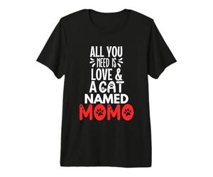 Nom du Chat Momo Design - All You Need is Love ! T-Shirt Haut de Gamme