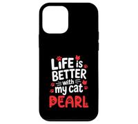 Nom du Chat Pearl Life is Better with My Cat Pearl Coque pour iPhone 12 Mini