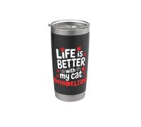 Nom du chat Pissenlit La vie est meilleure avec mon chat Pissenlit Gobelet isotherme en acier inoxydable double paroi