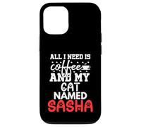 Nom du Chat Sasha Gifts All I Need is Coffee Chat nommé Sasha Coque pour iPhone 12/12 Pro