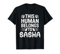Nom du Chat Sasha This Human Belongs to Sasha Funny Cat Lover T-Shirt Graphique avec Valeur