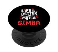 Nom du Chat Simba Life is Better with My Cat Simba PopSockets PopGrip Adhésif