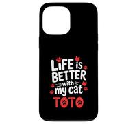 Nom du Chat Toto Life is Better with My Cat Toto Coque pour iPhone 13 Pro Max