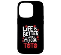Nom du Chat Toto Life is Better with My Cat Toto Coque pour iPhone 14 Pro