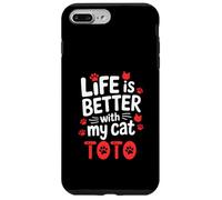 Nom du Chat Toto Life is Better with My Cat Toto Coque pour iPhone 7 Plus/8 Plus