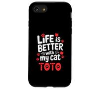 Nom du Chat Toto Life is Better with My Cat Toto Coque pour iPhone SE (2020) / 7/8