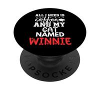 Nom du Chat Winnie Gifts All I Need is Coffee Chat nommé Winnie PopSockets PopGrip Adhésif