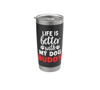 Nom du chien Buddy La vie est meilleure avec mon chien nommé Buddy Gobelet isotherme en acier inoxydable double paroi