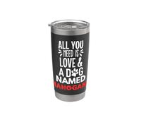 Nom du chien en acajou - Tout ce dont vous avez besoin, c'est l'amour Gobelet isotherme en acier inoxydable double paroi