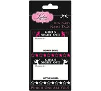 Nom du joueur - Etiquettes "Girls Night Out", Enterrement de vie de jeune fille Pack de 16 - Carton SG32461 (Taille unique) (Noir/Blanc/Rose)