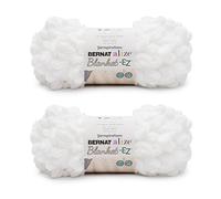 Nom du produit : Bernat Alize Blanket-EZ Fil bouclé super doux pour débutants, tricot à la main - Pas d'aiguilles ou de crochets nécessaires, blanc - Lot de 2