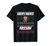 Nom Hassan de Noël Amusant préféré du Père Noël T-Shirt Graphique avec Valeur