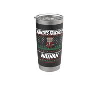 Nom Nathan de Noël amusant préféré du Père Noël Gobelet isotherme en acier inoxydable double paroi