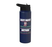 Nom Nathan de Noël amusant préféré du Père Noël Stainless Steel Insulated Water Bottle