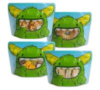 Nom Nom Kids 4 sacs à sandwich réutilisables | Motif monstre mignon | Taille parfaite pour les sandwichs des enfants | Sacs à goûter à partager | Sac à bonbons | Sacs à sandwich réutilisables pour