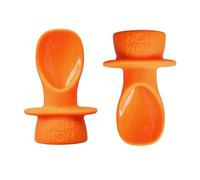 Nom Nom Kids Little Nom Nom Cuillère de sevrage en silicone pour une utilisation avec les sachets de nourriture pour bébé et les pochettes réutilisables Orange