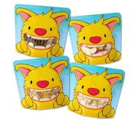 Nom Nom Kids Sacs à goûter réutilisables par Nom Nom Kids - Lot de 4 - Motif monstre jaune