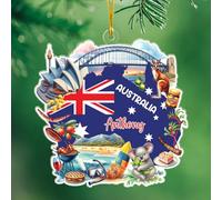 Nom personnalisé Australie monuments en forme d'ornement de Noël 2025, Sydney Australian Travel Christmas Decor, souvenir de vacances australien personnalisé en acrylique, symboles australiens