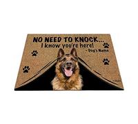 Nom Personnalisé du Chien, Mon Chien d'amour Berger Allemand, Pas Besoin De Frapper, Je Sais Que Vous Êtes Là Tapis De Porte Confortable Tapis De Bain Doux Paillasson D'Entree 40X60Cm