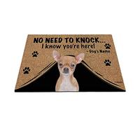 Nom Personnalisé du Chien, Mon Chien d'amour Chihuahua, Pas Besoin De Frapper, Je Sais Que Vous Êtes Là Tapis De Porte Confortable Tapis De Bain Paillasson D'Entree pour Salon Terrasse Bain 40X60Cm