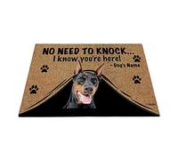 Nom Personnalisé du Chien, Mon Chien d'amour Doberman, Pas Besoin De Frapper, Je Sais Que Vous Êtes Là Tapis De Porte Confortable Tapis De Bain Absorbant Paillasson D'Entree pour Bain Salon 40X60Cm