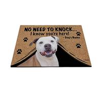Nom Personnalisé du Chien, Mon Chien d'amour, Pas Besoin De Frapper, Je Sais Que Vous Êtes Là Paillasson De Bienvenue Antidérapant Paillasson D'Entree Doux Tapis De Bain 40X60Cm