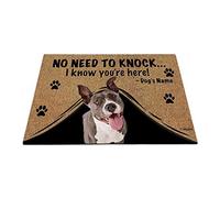 Nom Personnalisé du Chien, Mon Chien d'amour, Pas Besoin De Frapper, Je Sais Que Vous Êtes Là Paillasson D'Entree Anti-Poussière Tapis De Bain Antidérapant Tapis De Porte 40X60Cm