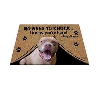 Nom Personnalisé du Chien, Mon Chien d'amour, Pas Besoin De Frapper, Je Sais Que Vous Êtes Là Tapis De Porte Résister À La Saleté Tapis De Bain Doux Paillasson D'Entree pour Bain Salon 40X60Cm