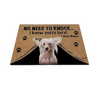 Nom Personnalisé du Chien, My Love Dog Chinese Crested, Pas Besoin De Frapper, Je Sais Que Vous Êtes Là Paillasson D'Entree Absorbant Paillasson De Bienvenue Doux Tapis De Bain 40X60Cm
