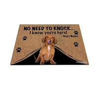Nom Personnalisé du Chien, My Love Dog Lovely Teckel, Pas Besoin De Frapper, Je Sais Que Vous Êtes Là Tapis De Porte Doux Paillasson De Bienvenue Antidérapant Tapis De Bain pour Bain Salon 40X60Cm
