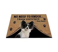 Nom Personnalisé du Chien, My Love Dog Papillon, Pas Besoin De Frapper, Je Sais Que Vous Êtes Là Paillasson D'Entree Doux Tapis De Bain Paillasson De Bienvenue pour Salon Bain Terrasse 40X60Cm