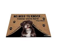 Nom Personnalisé du Chien, My Love Dog, Un Beau Chiot Bichon Havanais Au Chocolat Noir Souriant, Pas Besoin De Frapper Paillasson D'Entree Tapis De Bain Tapis De Porte 40X60Cm
