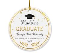 Nom personnalisé et nom de l'école - Décoration de Noël pour remise de diplôme de maîtrise - Souvenir de Noël 2025 - Décoration de Noël personnalisée pour remise de diplôme universitaire