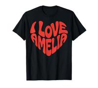 Nom personnalisé I Love Amelia Retro Groovy Heart T-Shirt