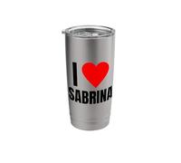 Nom personnalisé I Love Sabrina pour femme en forme de cœur Gobelet isotherme en acier inoxydable double paroi