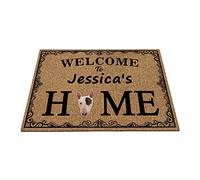 Nom Personnalisé, Mignon Chien Terrier, Bienvenue chez Quelqu'un Paillasson De Bienvenue Doux Paillasson D'Entree Antidérapant Tapis De Bain pour Bain Terrasse Salon 40X60Cm