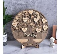 Nom personnalisé personnalisé Arbre généalogique en Bois décor Bureau Signe Cadeau pour Maman noël fête des mères avec Noms sur Forme de Coeur