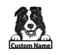 Nom personnalisé personnalisé Border Collie chien métal signe Art | Panneau en métal personnalisé Border Collie Dog | Cadeau de chien | Cadeau d'anniversaire | Animaux Drôle