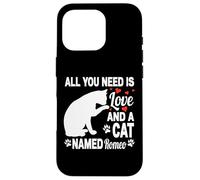 Nom personnalisé pour Chat Romeo Mignon Chaton Amoureux des Animaux de Compagnie Coque pour iPhone 16 Pro