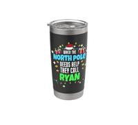Nom Ryan Christmas Ryan North Pole Helper Gobelet isotherme en acier inoxydable double paroi