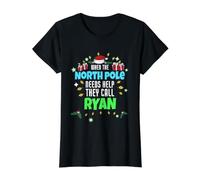 Nom Ryan Christmas Ryan North Pole Helper T-Shirt Graphique avec Valeur, Femme, Noir, M
