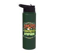 Nom Stephen de Noël préféré du Père Noël personnalisé Stainless Steel Insulated Water Bottle